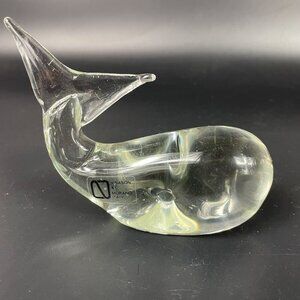 Murano Glass Whale Figurine V. Nason & C. Italy Handcrafted Clear Crystal Art
